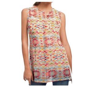CAbi Avery Pastel Aztec Print Semi Sheer Tunic